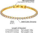 Classic Tennis Bracelet 18K Plated Stainless Steel High Two Sizes Length