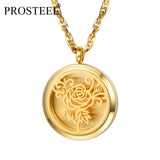 Diffuser Perfume Locket Pendant Charm Rose Flower Women Valentine Jewelry
