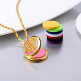 Diffuser Perfume Locket Pendant Charm Rose Flower Women Valentine Jewelry
