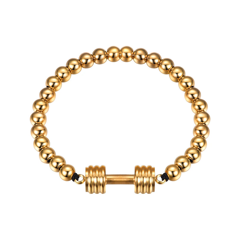 18K Plated Dumbbell Stretch Bracelet for Men Boys