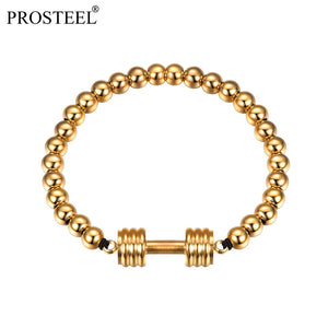 18K Plated Dumbbell Stretch Bracelet for Men Boys