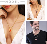 Engraved Medical Alert ID Necklace Heart Pendant Gold/Black Stainless Steel