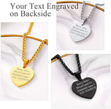 Engraved Medical Alert ID Necklace Heart Pendant Gold/Black Stainless Steel