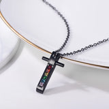 LGBT Rainbow Cross Pendant Necklace CZ Zircon Gift