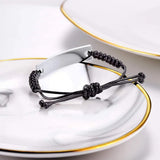 Personalized Engrave Medical Alert ID Bracelet Gold/Silver Leather Band
