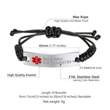 Personalized Engrave Medical Alert ID Bracelet Gold/Silver Leather Band
