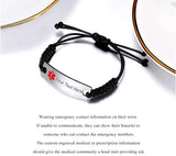 Personalized Engrave Medical Alert ID Bracelet Gold/Silver Leather Band