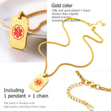 Personalized Medical Alert ID Necklace Engrave Stainless Steel Dogtag