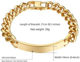 Mens Stainless Steel 10mm Cuban Link Hand Chain Bracelet ID Gift Bracelets