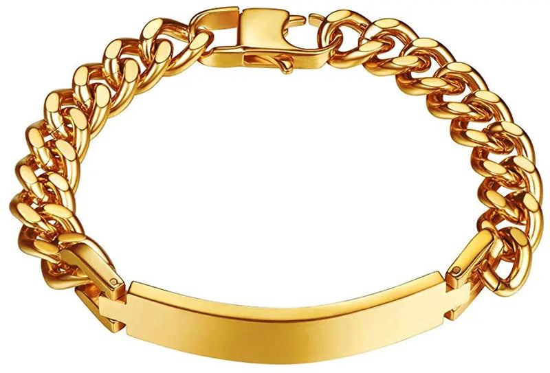 Mens Stainless Steel 10mm Cuban Link Hand Chain Bracelet ID Gift Bracelets