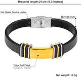 Men's Rock Leather Bracelet Bangle with Clasp