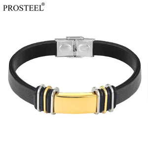 Men's Rock Leather Bracelet Bangle with Clasp