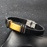 Men's Rock Leather Bracelet Bangle with Clasp