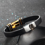 Men's Rock Leather Bracelet Bangle with Clasp