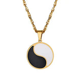 Yin Yang Stainless Steel Necklace Tai Chi Jewelry
