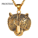 Tiger Necklace Mens Chain Stainless Steel Pendant Punk Rock Jewelry Gift