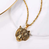 Tiger Necklace Mens Chain Stainless Steel Pendant Punk Rock Jewelry Gift