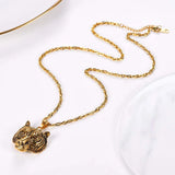 Tiger Necklace Mens Chain Stainless Steel Pendant Punk Rock Jewelry Gift