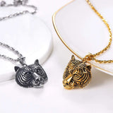 Tiger Necklace Mens Chain Stainless Steel Pendant Punk Rock Jewelry Gift