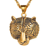 Tiger Necklace Mens Chain Stainless Steel Pendant Punk Rock Jewelry Gift