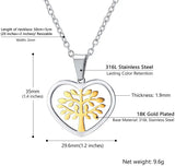 Tree of Life Necklace Heart Plated Family Tree Pendant Chain PSP3542GJ