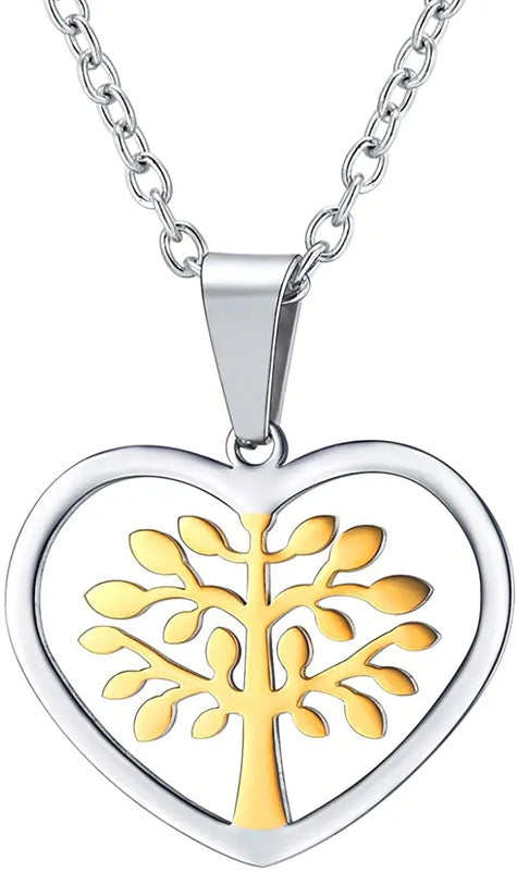 Tree of Life Necklace Heart Plated Family Tree Pendant Chain PSP3542GJ