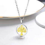 Tree of Life Necklace Stainless Steel Round Pendant Minimalist Jewelry