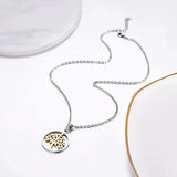 Tree of Life Necklace Stainless Steel Round Pendant Minimalist Jewelry