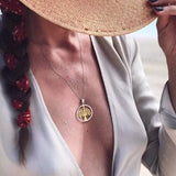 Tree of Life Necklace Stainless Steel Round Pendant Minimalist Jewelry