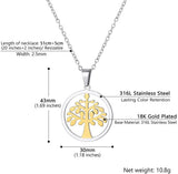 Tree of Life Necklace Stainless Steel Round Pendant Minimalist Jewelry