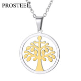 Tree of Life Necklace Stainless Steel Round Pendant Minimalist Jewelry