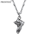 Vintage Cowboy Western Shoe Charm Necklace Stainless Steel Pendant