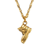 Vintage Cowboy Western Shoe Charm Necklace Stainless Steel Pendant