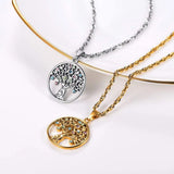 Vintage Tree of Life Pendant Necklace Stainless Steel Women Jewelry