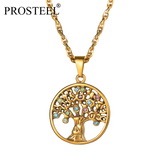 Vintage Tree of Life Pendant Necklace Stainless Steel Women Jewelry
