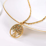 Vintage Tree of Life Pendant Necklace Stainless Steel Women Jewelry