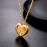 Heart Necklace Tree of Life Diffuser Locket Pendant 18K Plated