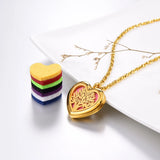 Heart Necklace Tree of Life Diffuser Locket Pendant 18K Plated
