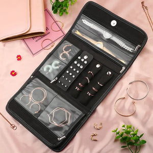 PU Jewelry Organizer Box Travel Earring Necklace Ring Bracelet Storage Bag