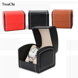 PU Leather Arc Watch Box Jewelry Holder Storage Single Slot