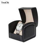 PU Leather Arc Watch Box Jewelry Holder Storage Single Slot