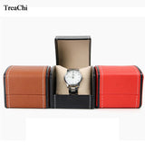 PU Leather Arc Watch Box Jewelry Holder Storage Single Slot