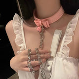 Bow Collar Choker with Red Bell Cat Cosplay Necklace