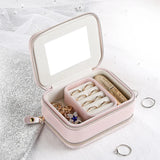 PU Leather Double Layer Jewelry Organizer Box Earrings Rings Display Storage