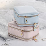 PU Leather Double Layer Jewelry Organizer Box Earrings Rings Display Storage