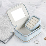 PU Leather Double Layer Jewelry Organizer Box Earrings Rings Display Storage