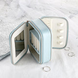 PU Leather Double Layer Jewelry Organizer Box Earrings Rings Display Storage