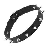 PU Leather Spiked Choker Collar Necklace Jewelry