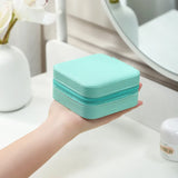 PU Leather Jewelry Display Box Earrings Necklace Ring Zipper Organizer