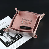 PU Leather Jewelry Tray Organizer Box Storage Coin Key Trinket Sundries Case